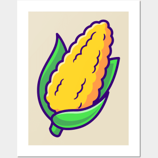 Corn Vegetable Cartoon Posters and Art